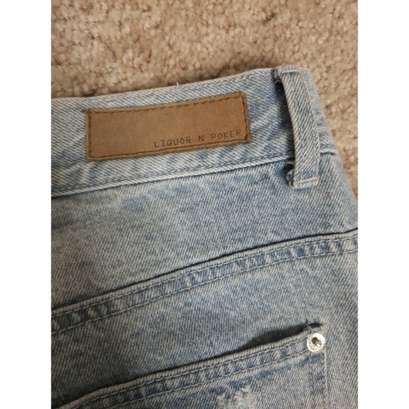 Liquor N Poker Curve Denim Blue Crop Mom Jeans 18 - Picture 9 of 12